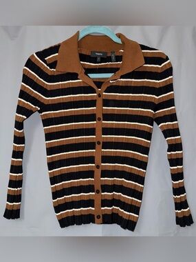 Theory Deep V-Neck Cardigan in Cotton Size S